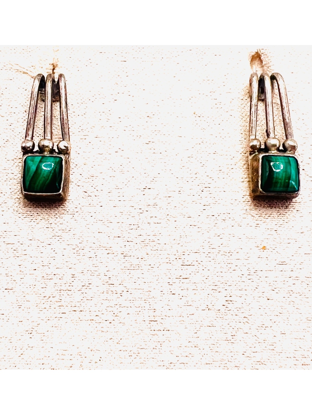 First American Traders Sterling Silver Malachite Earrings FAT Gallup NM
